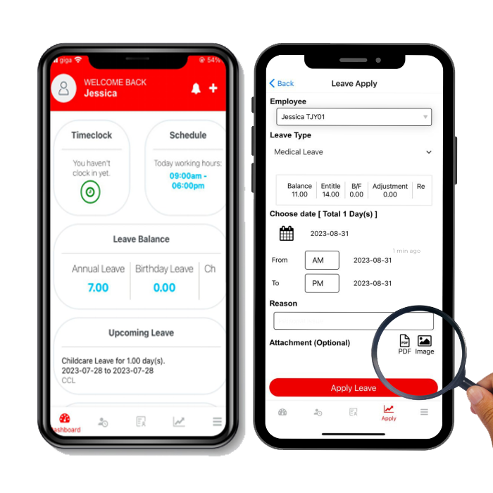 Million's HRMS Interface on Mobile Device