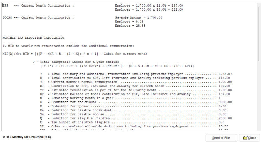 EPF & SOCSO Contributions Sample